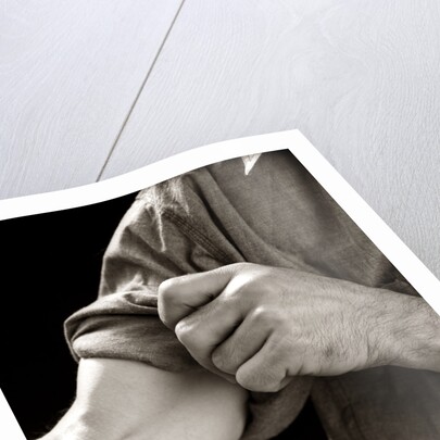 1920s 1930s 1940s 1950s Man Rolling Up Sleeve Symbolic Get To Work by Anonymous