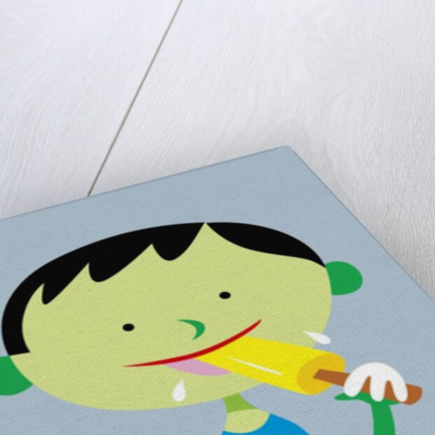 space boy eating popsicle by Anonymous