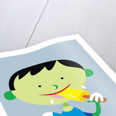 space boy eating popsicle by Anonymous