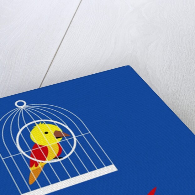 bird in cage, flying bird by Anonymous