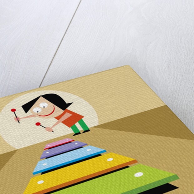 girl playing a glockenspiel by Anonymous