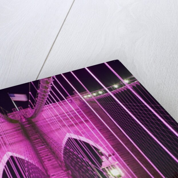 Brooklyn Bridge Lit Purple by Anonymous
