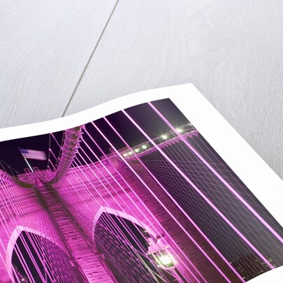 Brooklyn Bridge Lit Purple by Anonymous