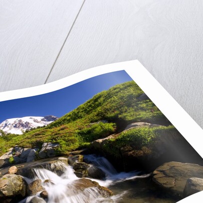 Waterfall and Mt. Rainier by Anonymous