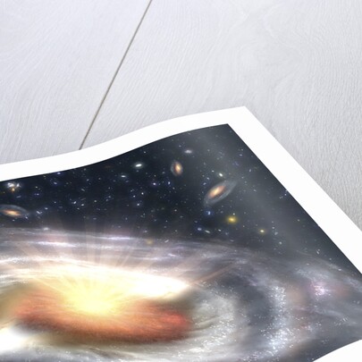 Artist's Conception of Quasar at the Center of Distant Galaxy by Anonymous