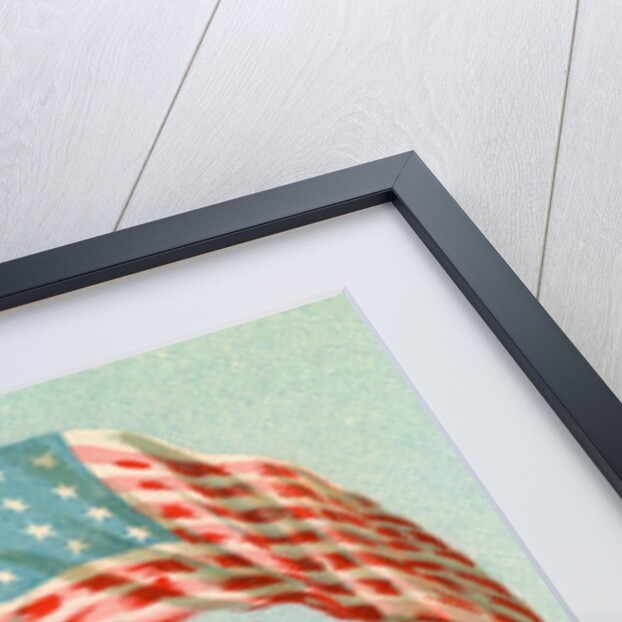 Postcard with Children in Egg Holding American Flag by Anonymous