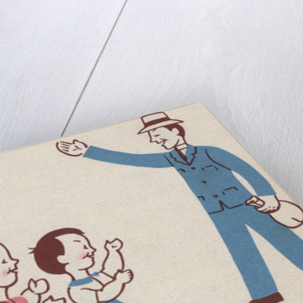 Illustration of Children Greeting Father by Lois Lenski