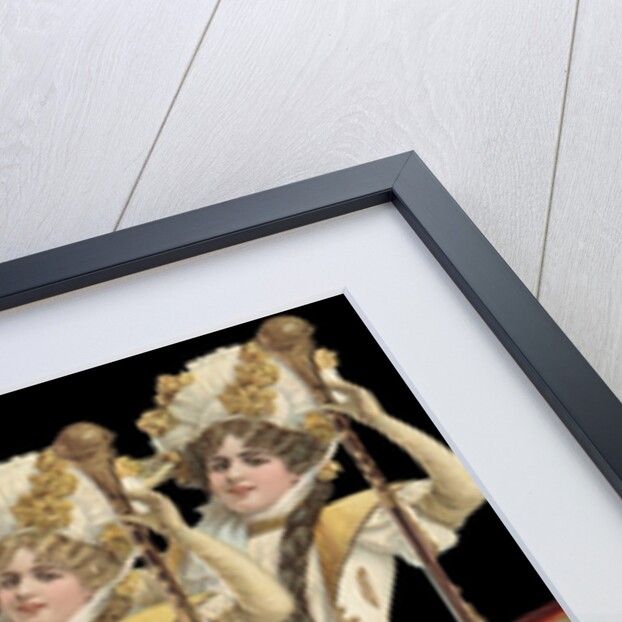 Die-Cut Scrap of Three Women Posing on Stairs by Anonymous