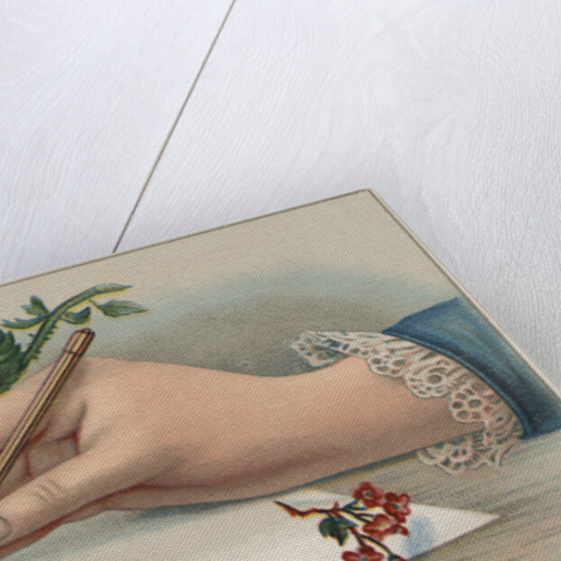 Bookplate Illustration of Woman's Hand Writing Letter by Anonymous