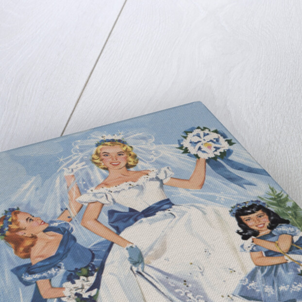 Paper Dolls of Bride with Flower Girls by Anonymous