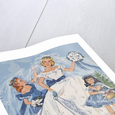 Paper Dolls of Bride with Flower Girls by Anonymous