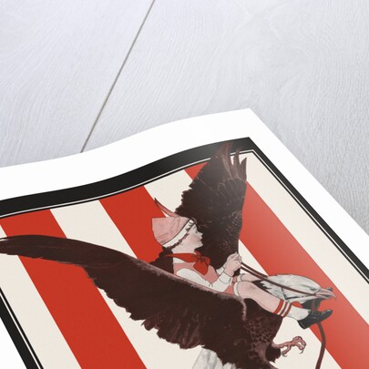 Magazine Illustration of Child Riding on Bald Eagle by Anonymous