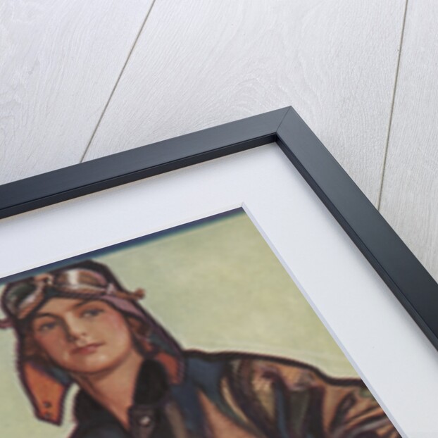Illustration of Female Aviator and Globe by Anonymous