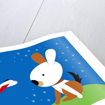 Large rabbit watching small airplane by Anonymous