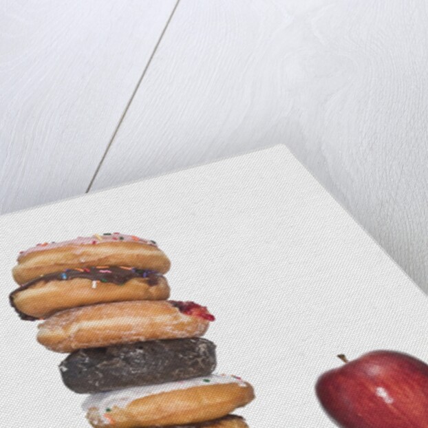 Stack of Donuts and One Apple by Anonymous