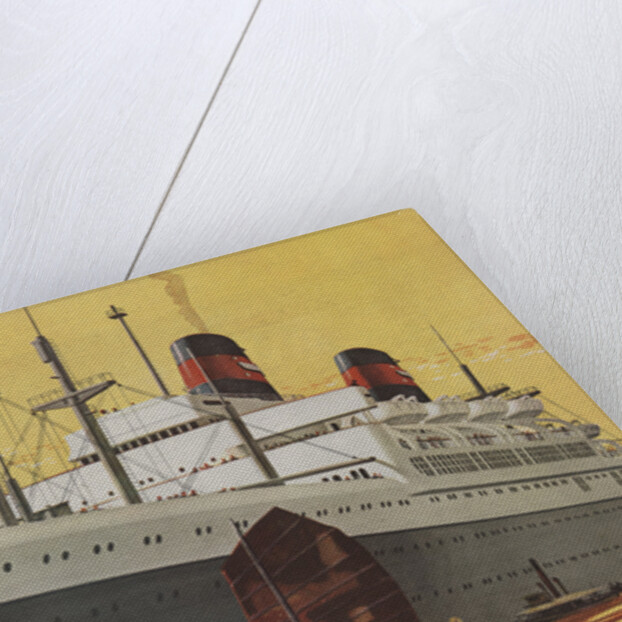 Illustration of Ocean Liner in Asian Port by Anonymous