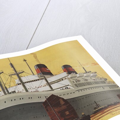 Illustration of Ocean Liner in Asian Port by Anonymous