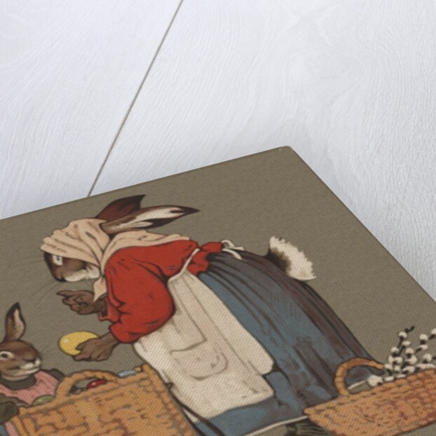 Postcard of Mother Rabbit with Easter Eggs by Anonymous