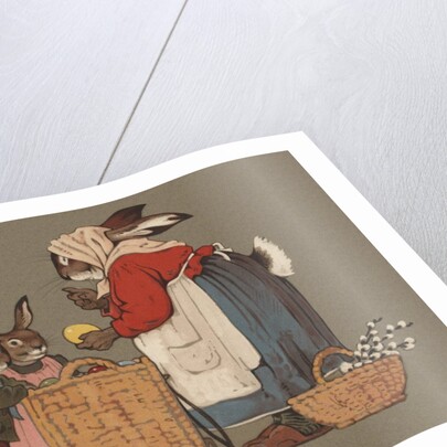 Postcard of Mother Rabbit with Easter Eggs by Anonymous
