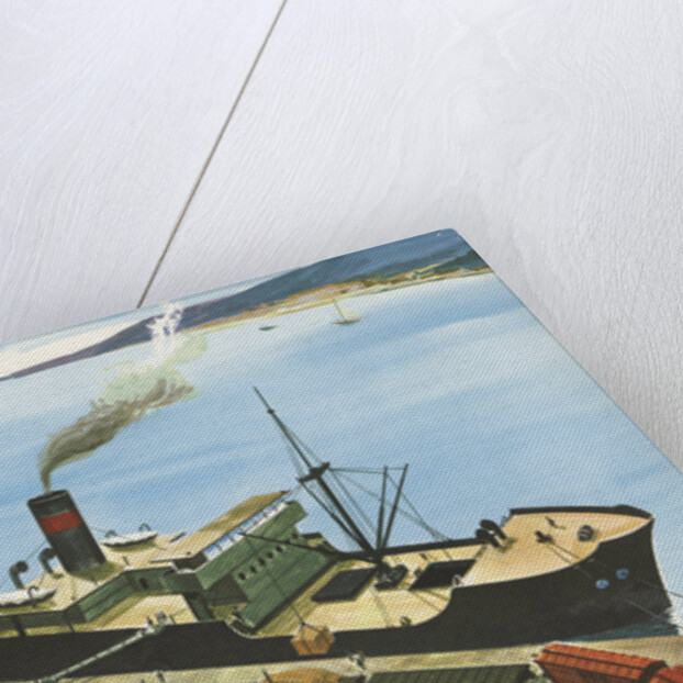 Illustration of Steamship at Port by Anonymous