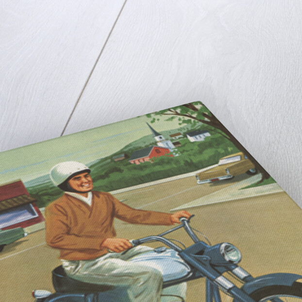 Illustration of Man Riding Motorcycle by Anonymous