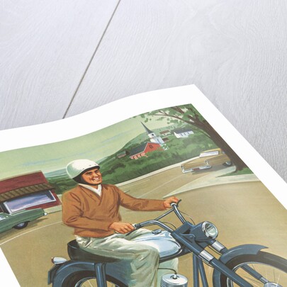 Illustration of Man Riding Motorcycle by Anonymous