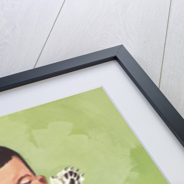 Illustration of Boy Holding Unhappy Cat by Anonymous