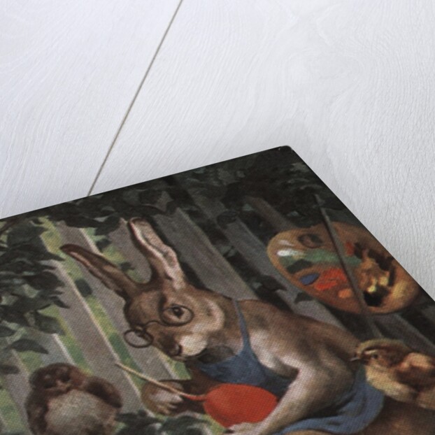 Postcard of Easter Rabbit Decorating Eggs by Anonymous