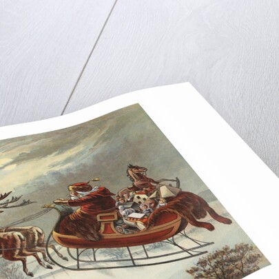 Book Illustration of Reindeer Pulling Santa's Sled by Corbis