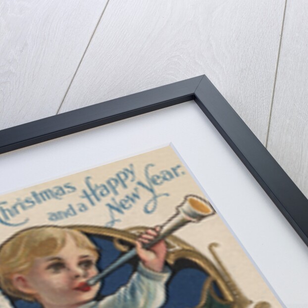 Santa Claus and His Two Children Wishing You a Merry Christmas and a Happy New Year Postcard by Anonymous