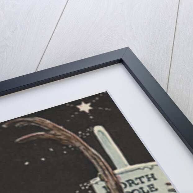 Illustration of Santa Feeding Reindeer Candy Cane by John Rae