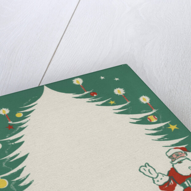 Greeting Card with Santa Claus and Christmas Tree by Anonymous