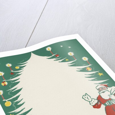 Greeting Card with Santa Claus and Christmas Tree by Anonymous