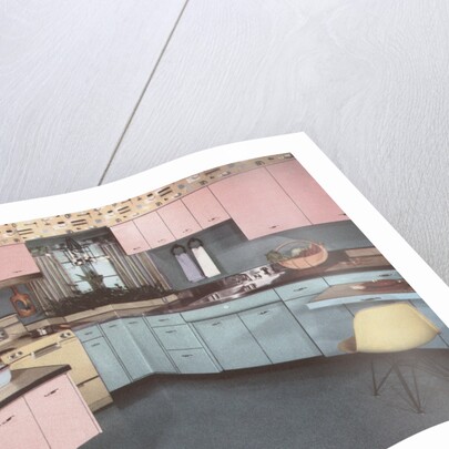 Illustration of Pink and Blue Kitchen by Anonymous