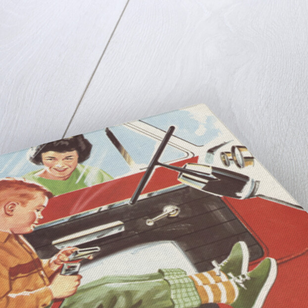Illustration of Boy Putting on Safety Belt by Anonymous