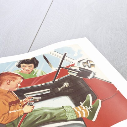Illustration of Boy Putting on Safety Belt by Anonymous