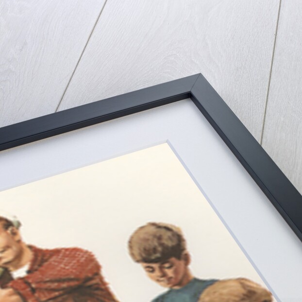 Illustration of Ice Cream Man with Two Children by Anonymous