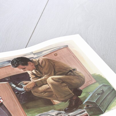 Illustration of Boy Watching Man Fix Plumbing by Anonymous