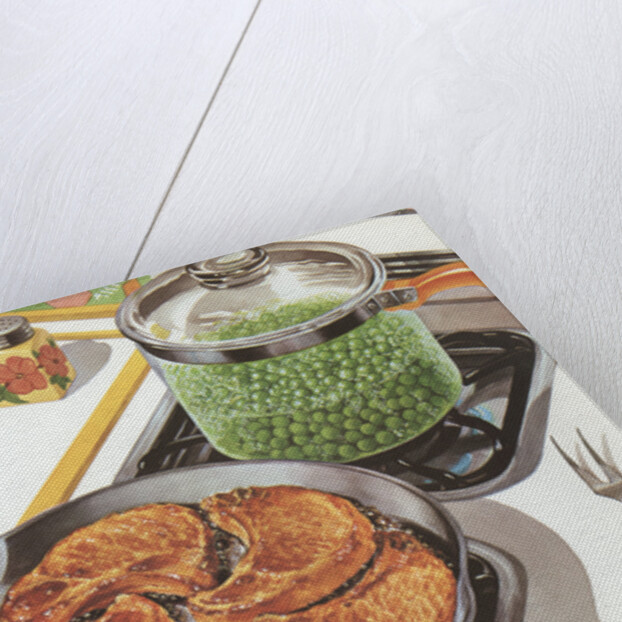 Illustration of Dinner Cooking on Stovetop by Anonymous