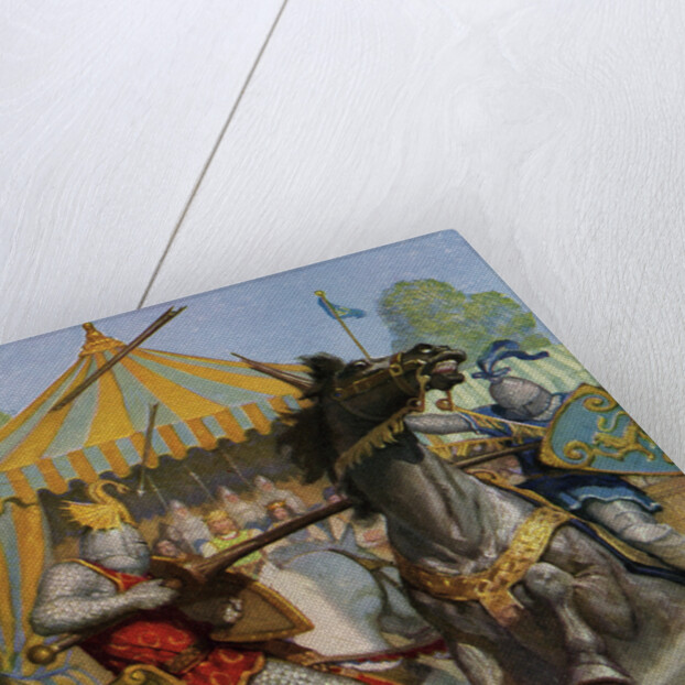 Illustration of Sir Mador Jousting with an Opponent by N.C. Wyeth