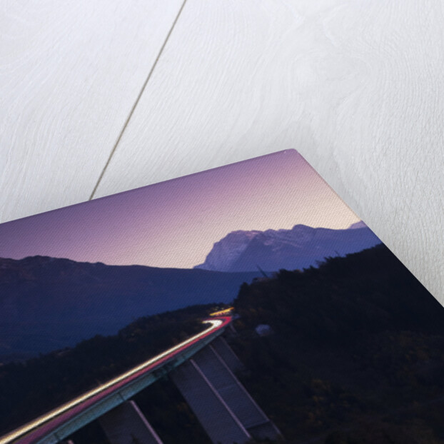 Light Trails on Mountain Pass by Anonymous