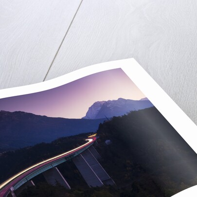Light Trails on Mountain Pass by Anonymous