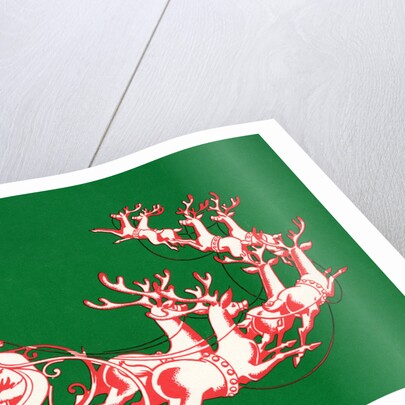 Illustration of Santa's Sled Pulled by Reindeer
