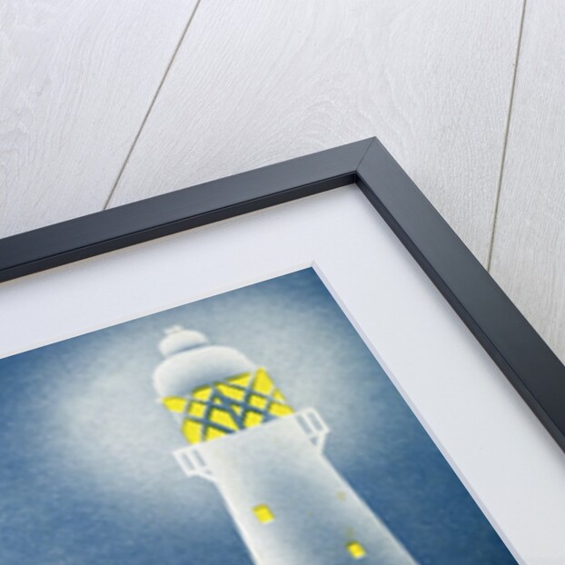 Illustration of Schooner Sailing near Lighthouse by Anonymous