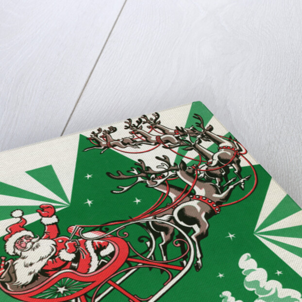 Illustration of Santa's Sled Pulled by Reindeer