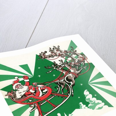 Illustration of Santa's Sled Pulled by Reindeer