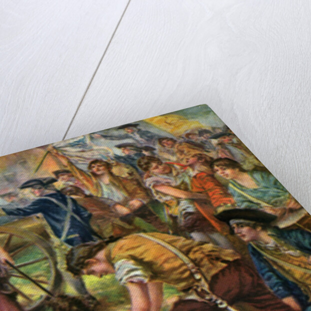 Illustration of Molly Pitcher Lighting Cannon at Battle of Monmouth by Anonymous