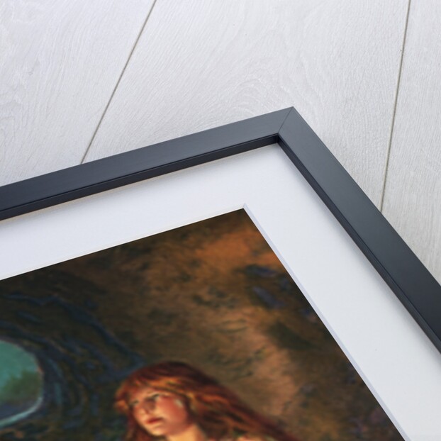 Illustration of Caveman Chiselling in Cave Wall by Walter Haskell Hinton