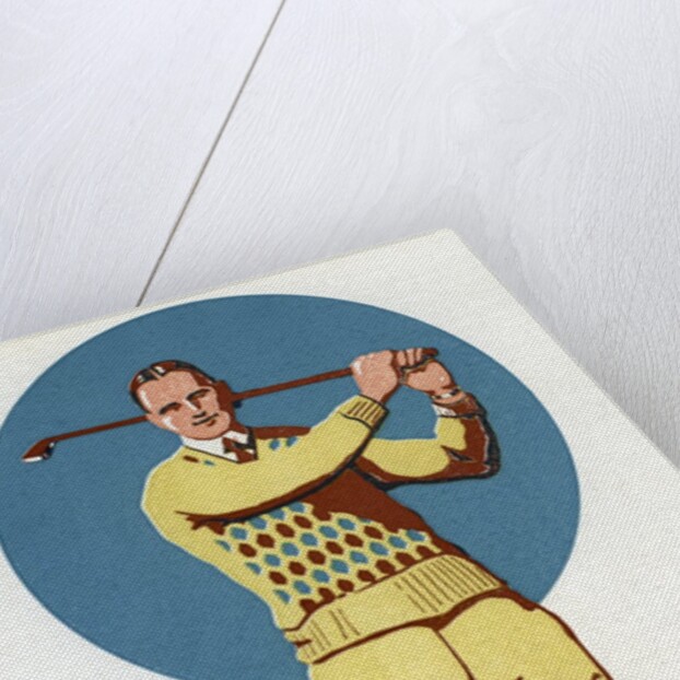 Illustration of Man Golfing by Anonymous