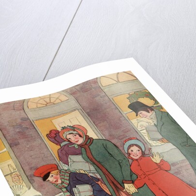 Illustration by Victorian-Era Family Carrying Packages by Anonymous